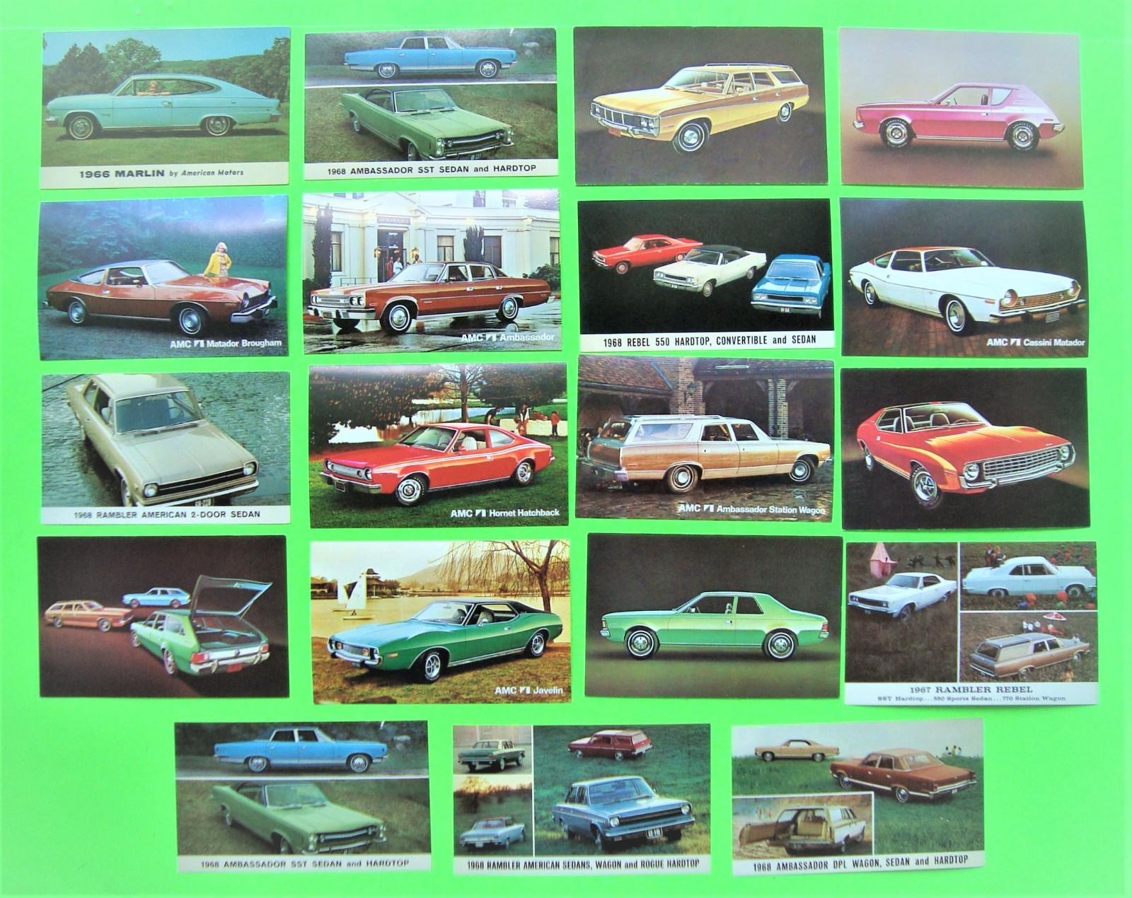 19 Diff RAMBLER / AMC FACTORY Dealer POSTCARD 1966 - Up JAVELIN Marlin SST Rogue 19 Diff RAMBLER / AMC FACTORY Dealer POSTCARD 1966 - Up JAVELIN Marlin SST Rogue