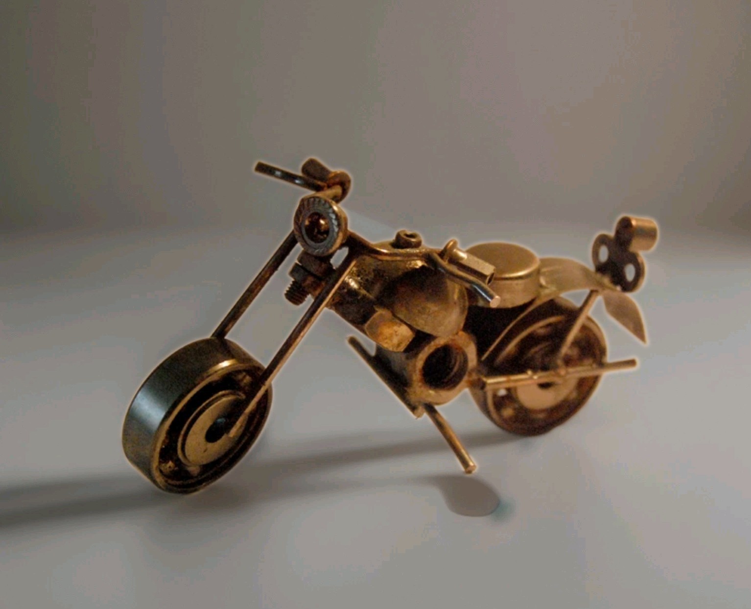 Motorcycle Bike Sculpture Vintage Hand Made Welded Scrap Metal 