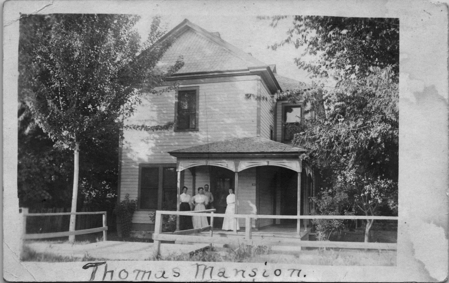 Vintage Real Photo Postcard Rppc Thomas Mansion House Women AZO Stamp Box