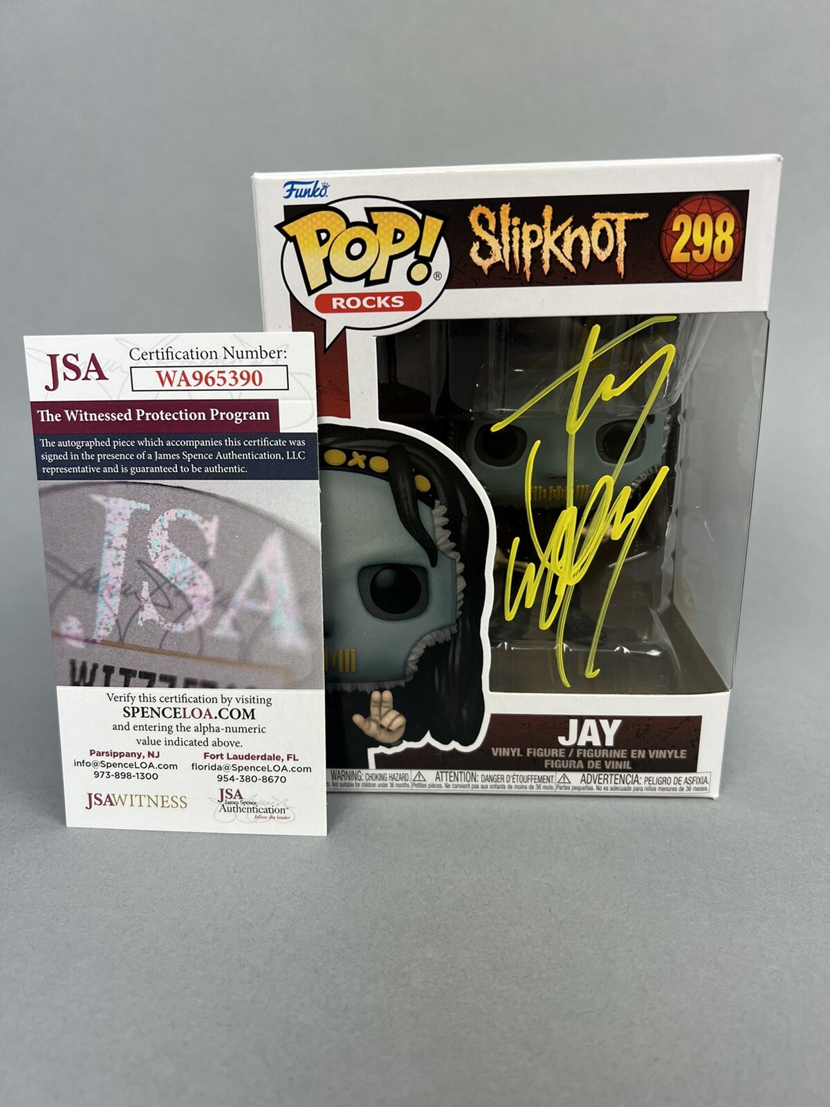 Jay Weinberg Signed Slipknot Funko Pop (Full Signature, Yellow) JSA WITNESS COA