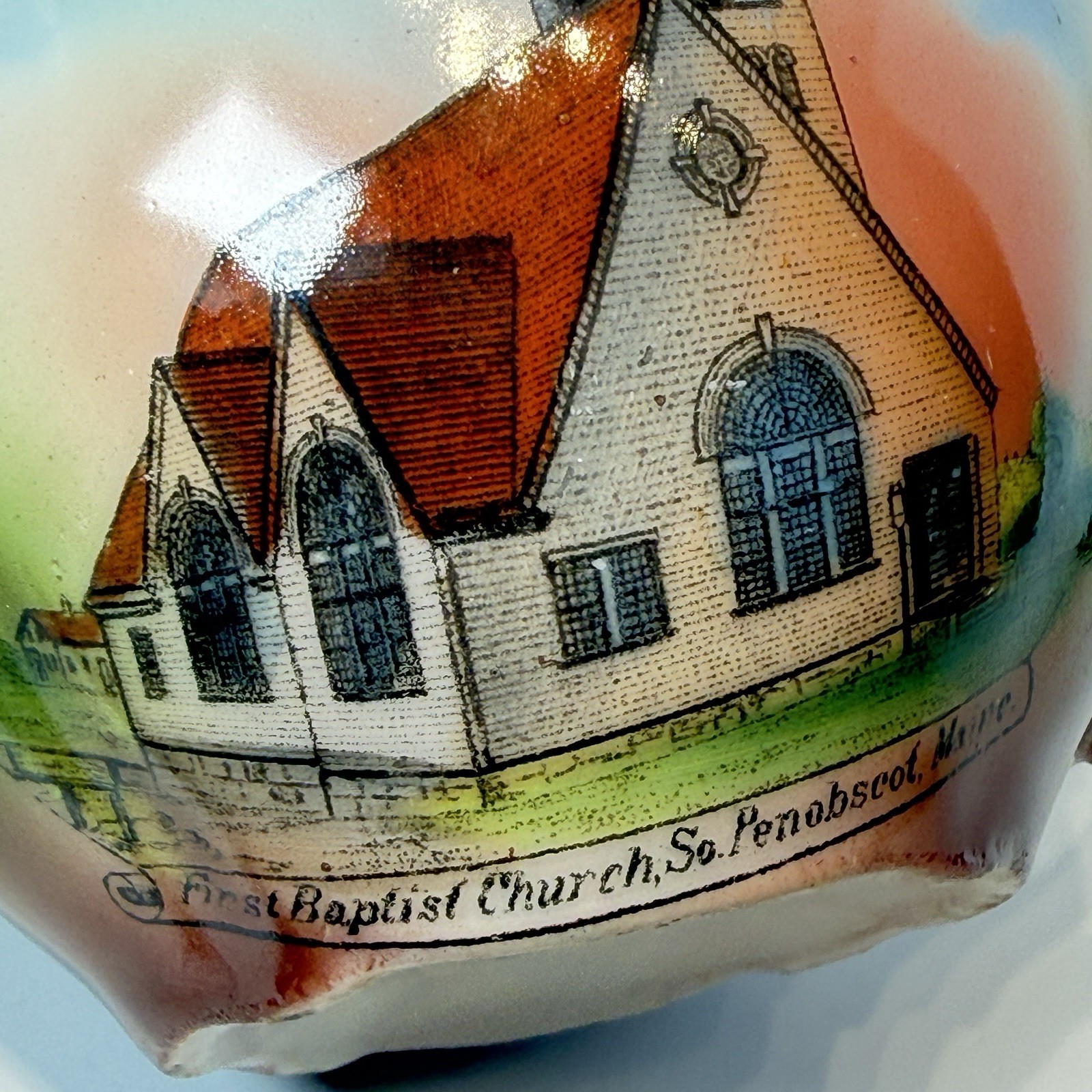 PENOBSCOT MAINE ME Antique BAPTIST CHURCH Souvenir TRINKET TEA CUP