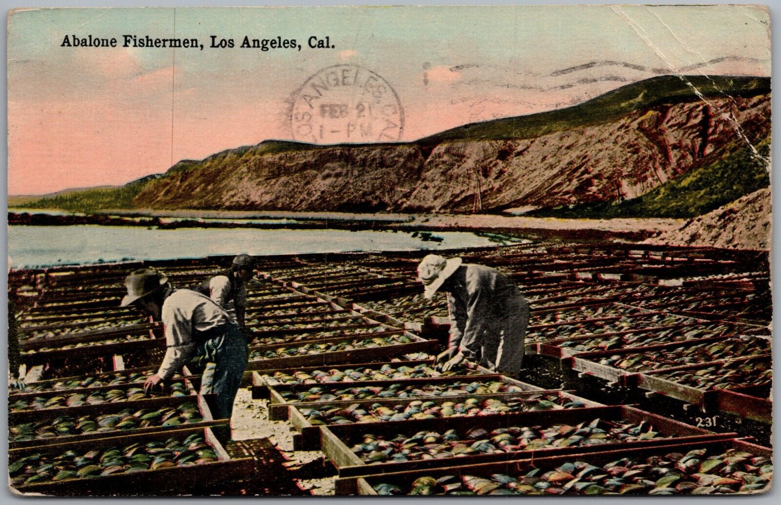 Abalone Fishermen Los Angeles California 1918 Postcard Z384