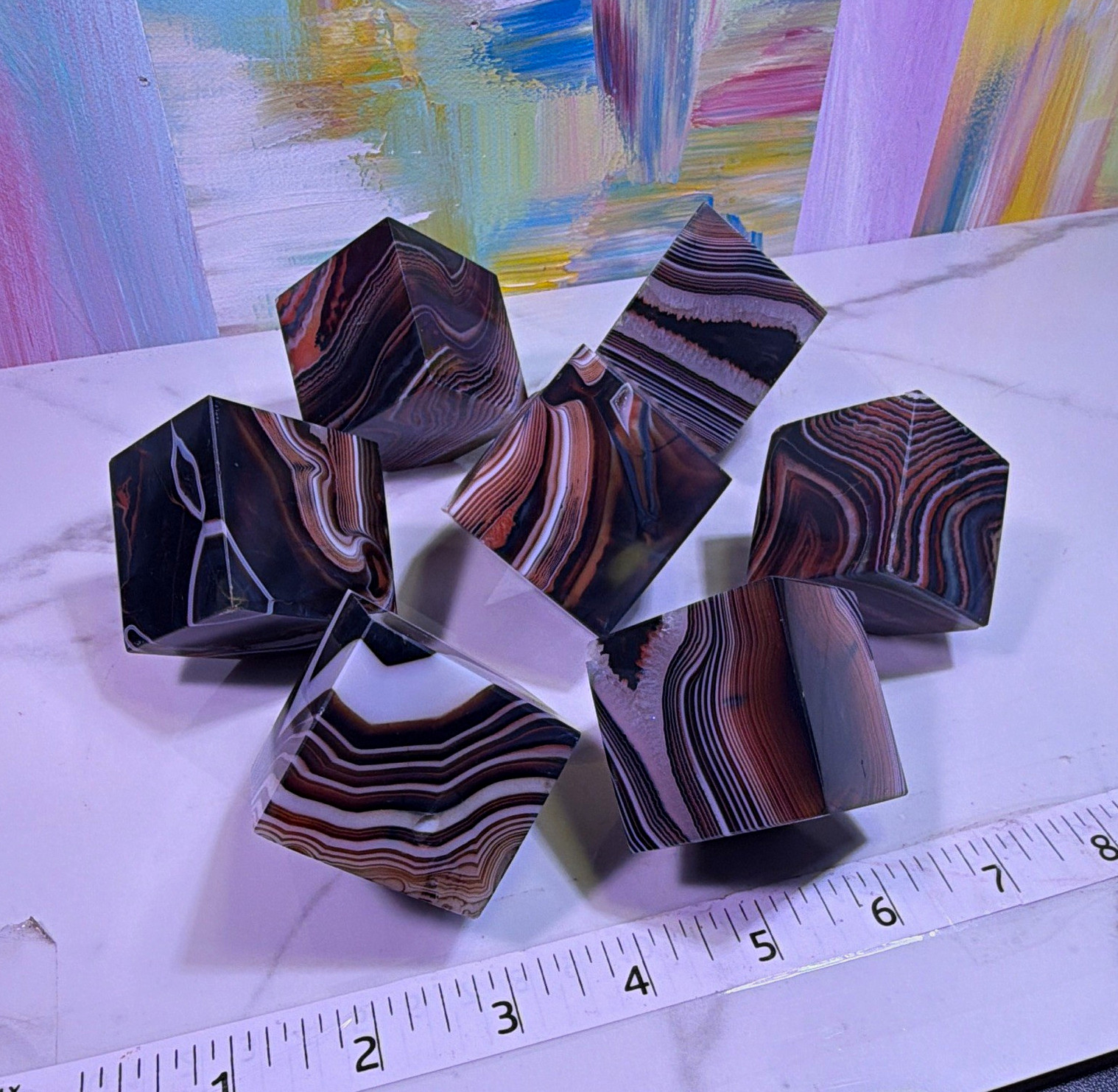 8 set Banded Agate Polished Crystal Cube collection Mineral Specimen Display 8 set Banded Agate Polished Crystal Cube collection Mineral Specimen Display
