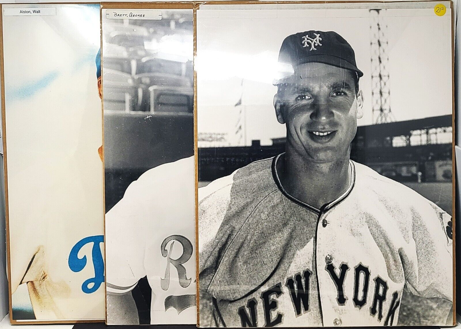 LOT OF 3 16x20 Baseball Photos George Brett, Walt Alston, Bobby Thompson W/Bonus