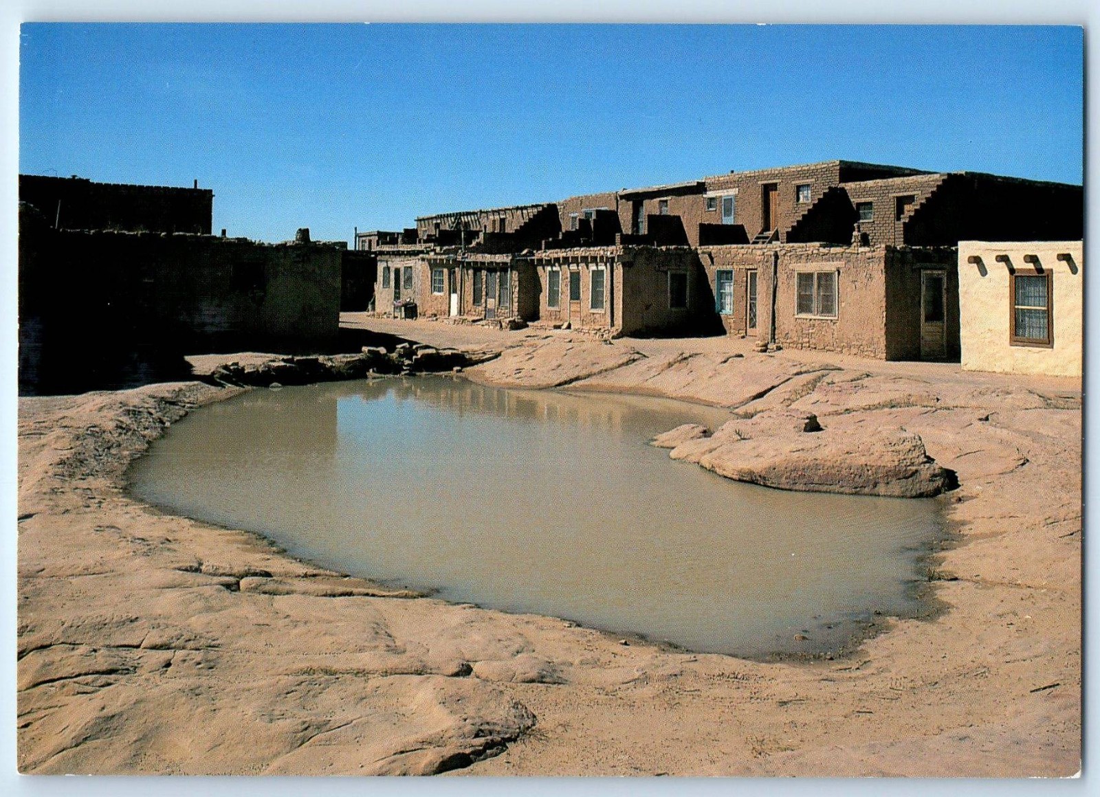 c1960 Pueblo Acoma New Mexico NM Vintage Postcard One Rain Waterholes View House