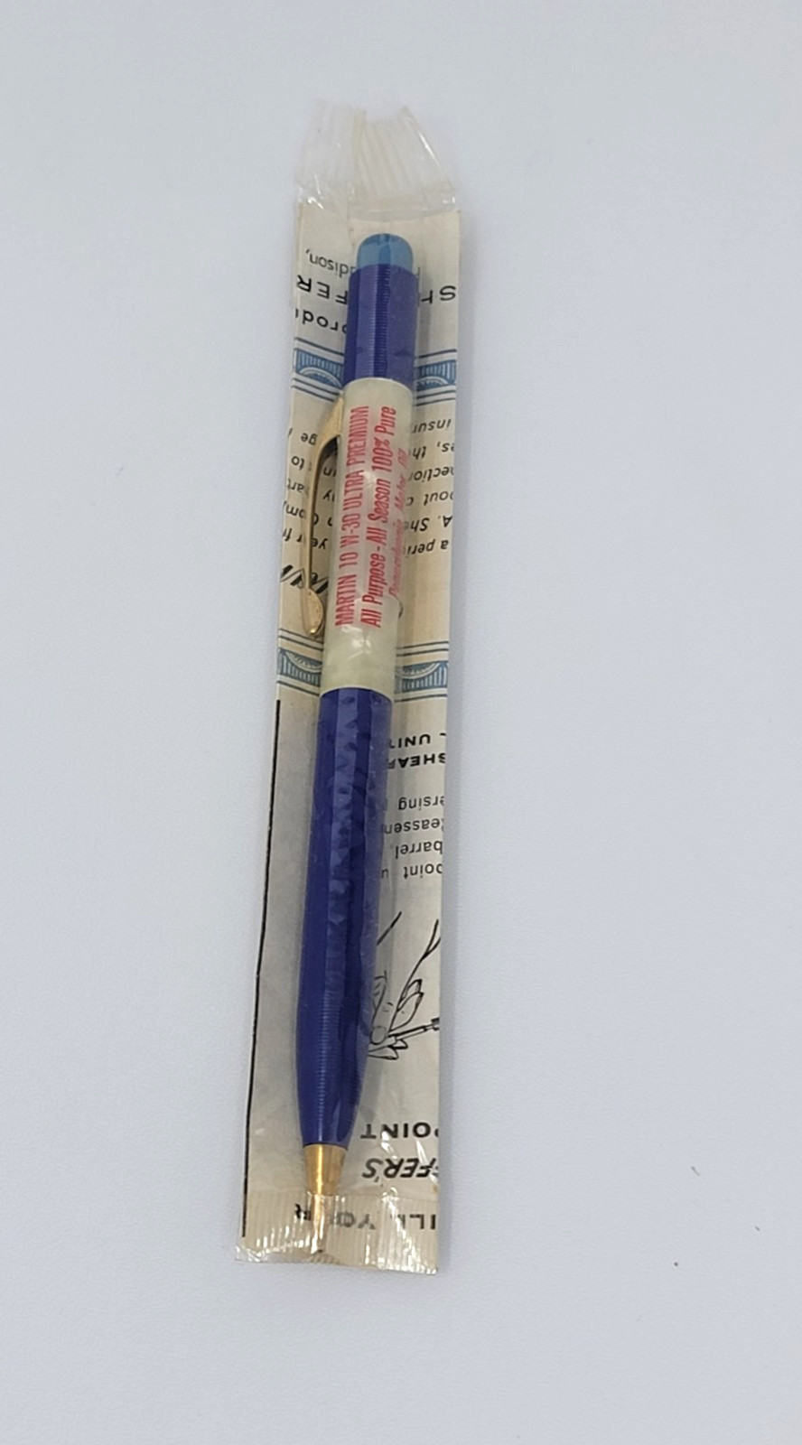 Vintage Sheaffer Pencil Pennsylvania Motor Oil Gold Blue Advertising 1956 NEW