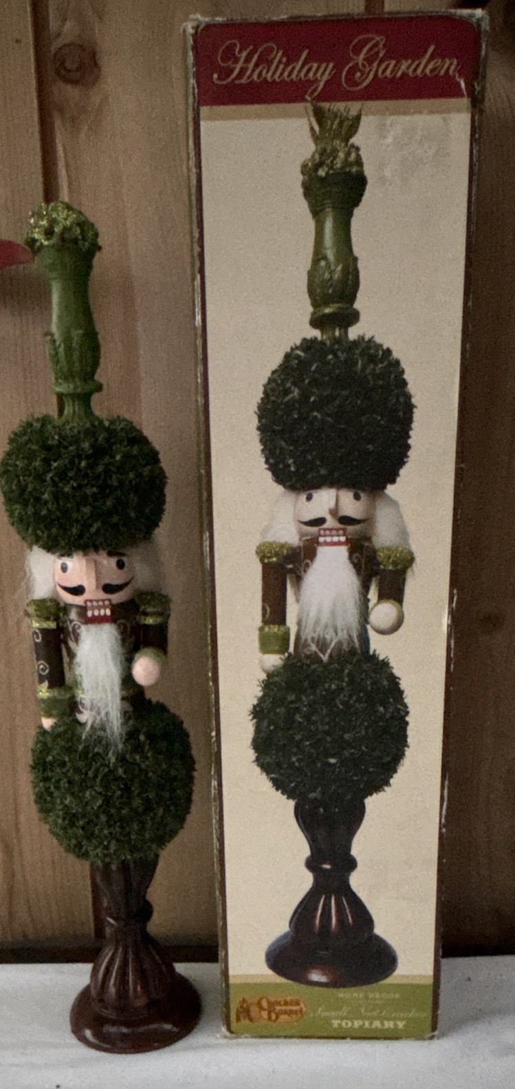 Original Cracker Barrel Garden Topiary Nutcracker Holiday Decor in Box