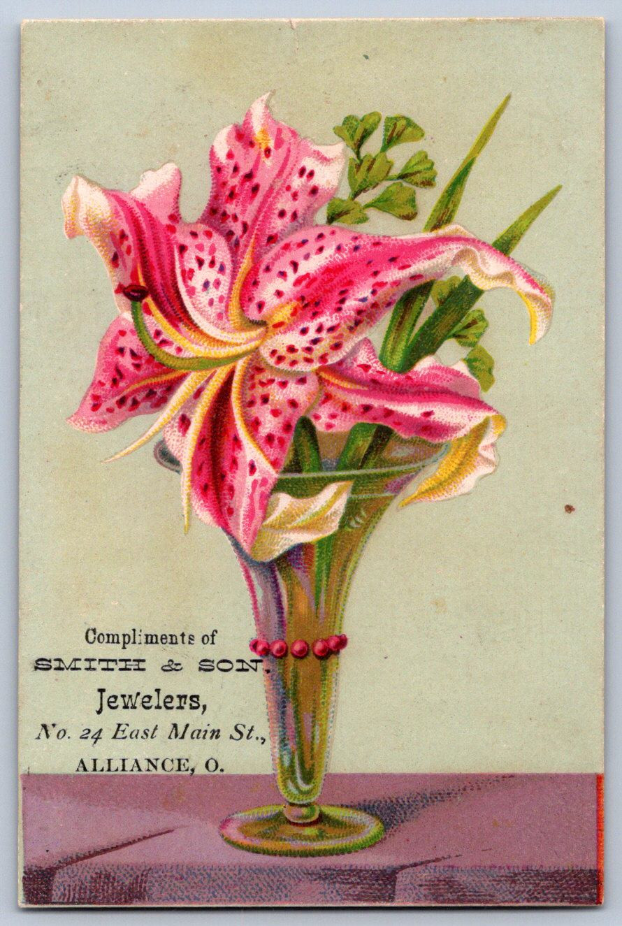 K21/ Victorian Trade Card c1890 Alliance Ohio Smith & Son Jewelry Store 392 K21/ Victorian Trade Card c1890 Alliance Ohio Smith & Son Jewelry Store 392
