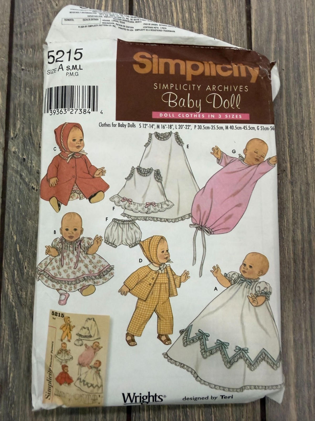 Vintage Simplicity 5215 Baby Doll Clothes Sewing Pattern 3 Sizes S M L Complete Vintage Simplicity 5215 Baby Doll Clothes Sewing Pattern 3 Sizes S M L Complete