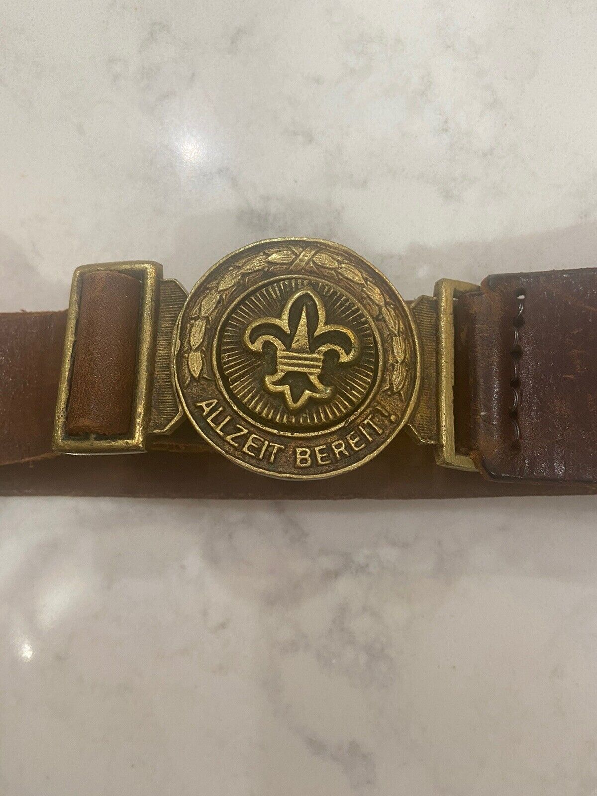 Vintage Austrian Scouts belt brown leather belt 33” VINTAGE
