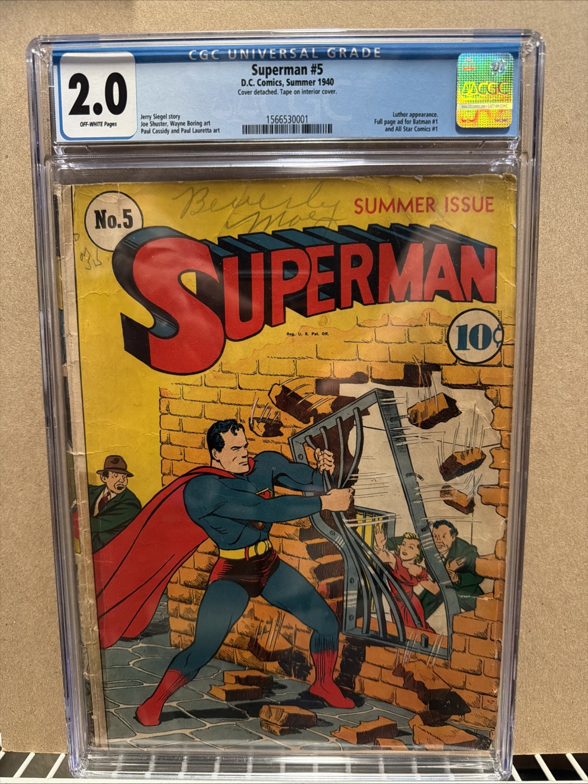 Superman #5 CGC 2.0 Off-White Pages 1940 See *CGC Notes* Superman #5 CGC 2.0 Off-White Pages 1940 See *CGC Notes*