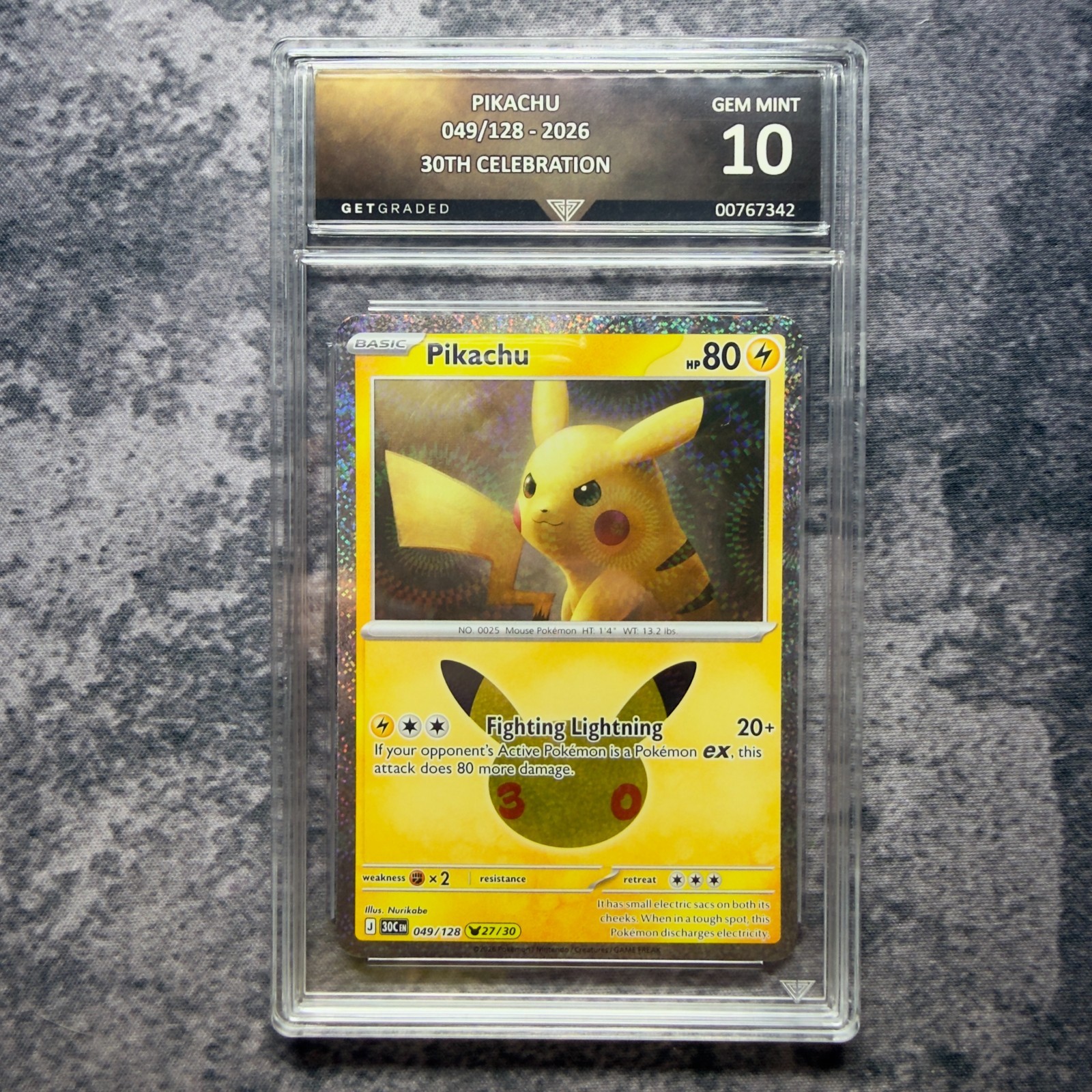 Pikachu 049/128 2026 Pokemon 30th Celebration GetGraded 10 Art Label Pikachu 049/128 2026 Pokemon 30th Celebration GetGraded 10 Art Label
