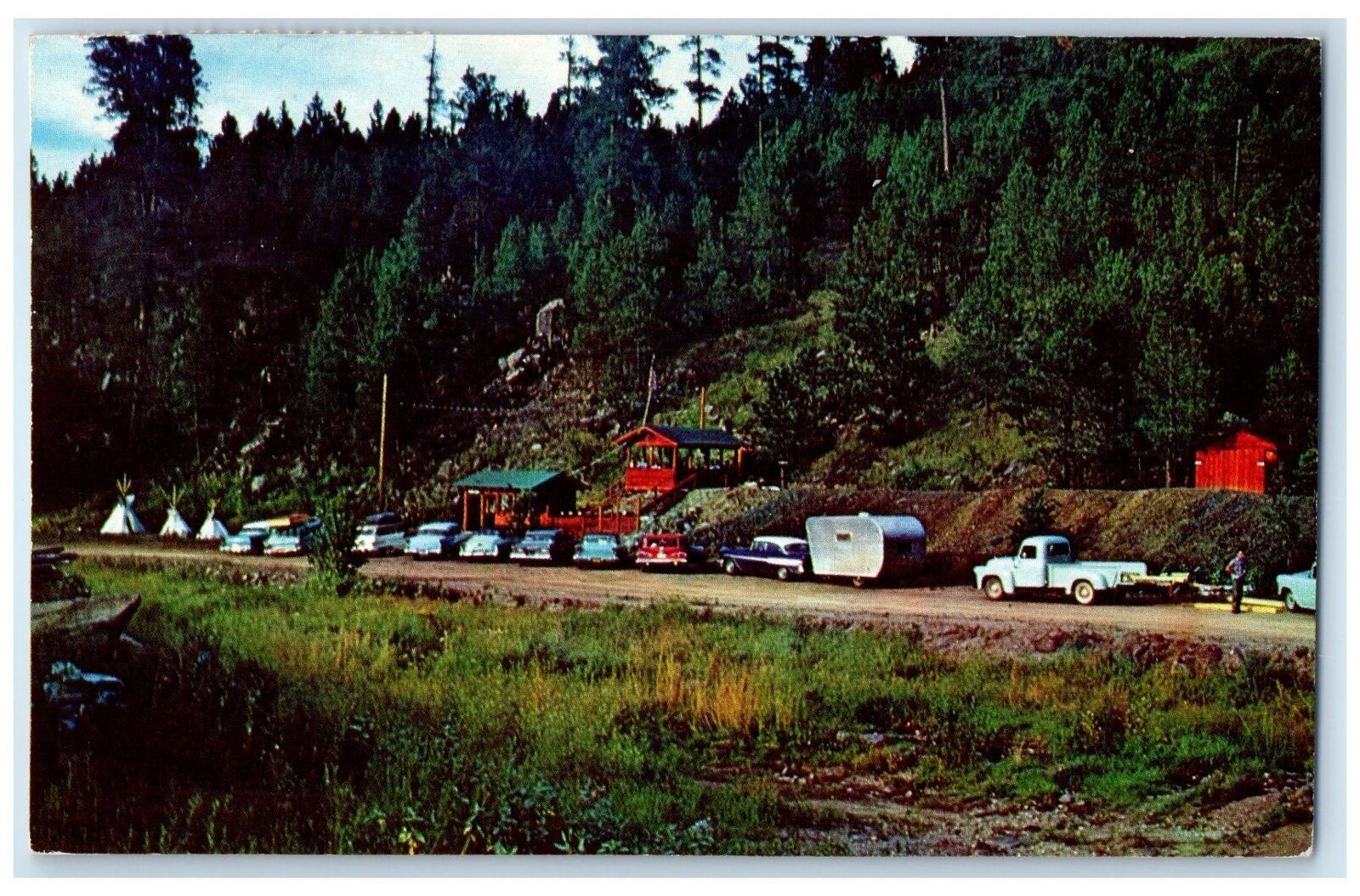 1967 Big Thunder Gold Mine Old Keystone South Dakota SD Posted Cars Postcard