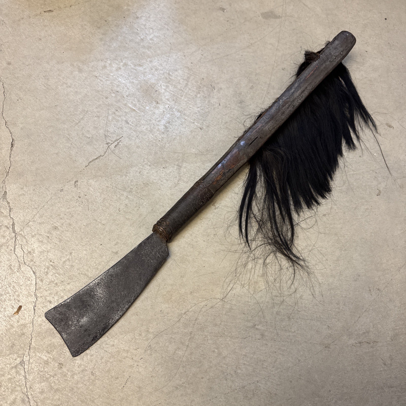 Antique 1890 Naga Tribal Dao Headhunter's Axe Sword Battle Weapon W Hair 28”