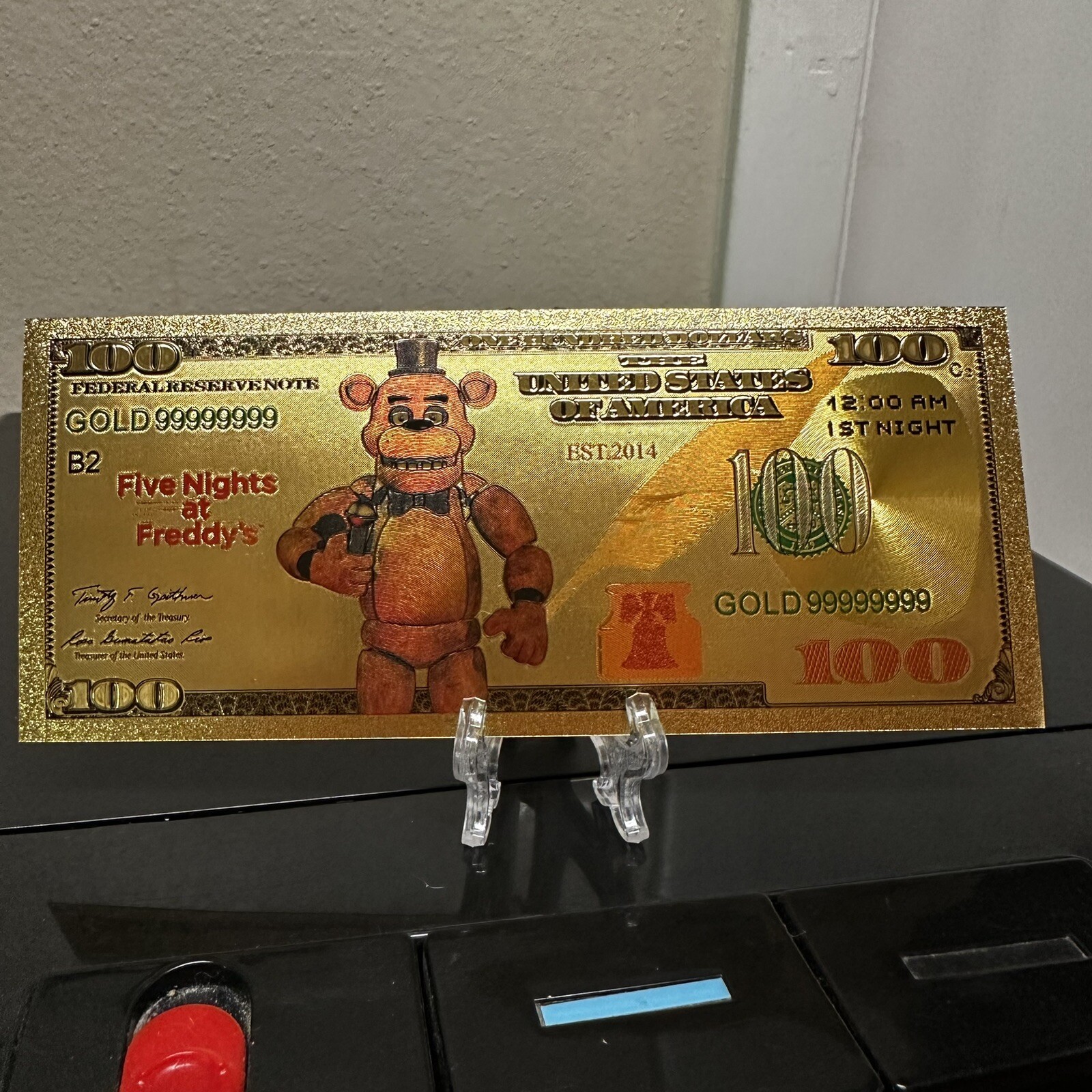 Gold Foil Plated Freddy Fazbear Five Nights At Freddys Banknote Horror Movie Gold Foil Plated Freddy Fazbear Five Nights At Freddys Banknote Horror Movie