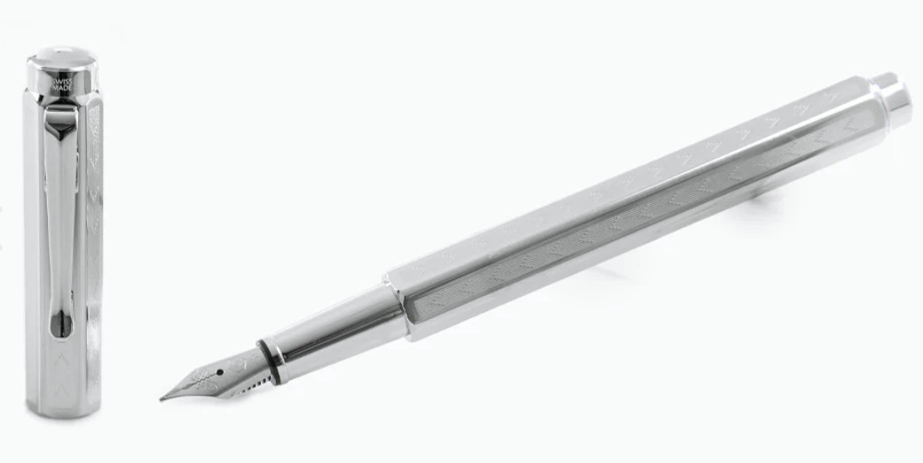 Caran d\'Ache - Ecridor CHEVRON Fountain Pen - Platinum Coated - M Point Caran d\'Ache - Ecridor CHEVRON Fountain Pen - Platinum Coated - M Point
