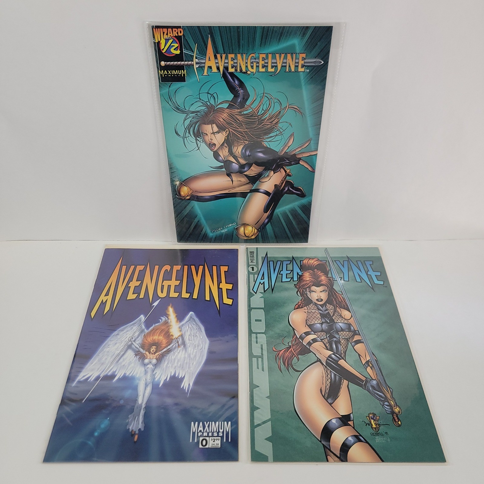 Avengelyne Comic Lot of 3 Maximum Press Issues #0 #1 Wizard #1/2 COA Rob Liefeld