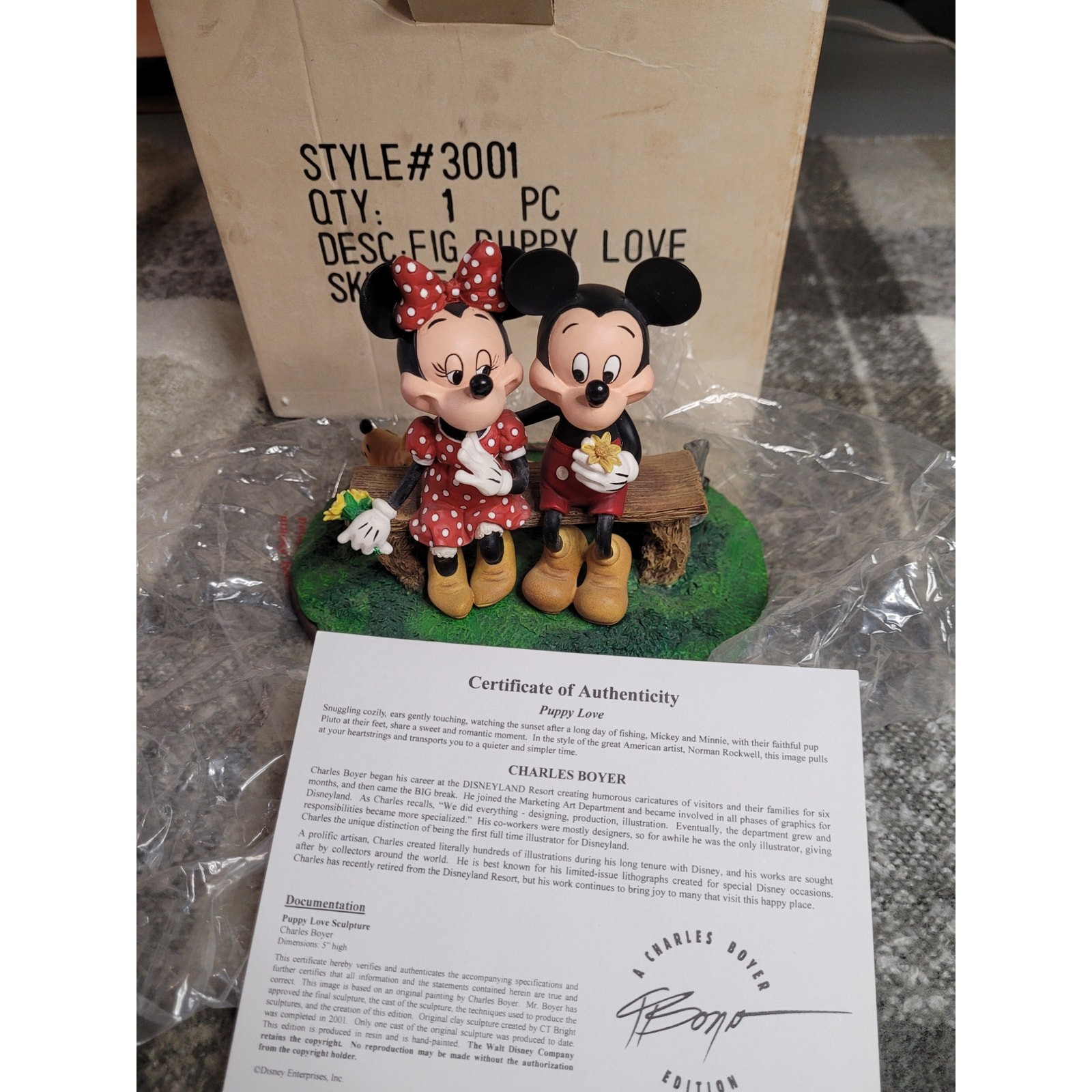 Disney Charles Boyer Puppy Love Mickey Minnie Pluto Figurine COA Original Box Disney Charles Boyer Puppy Love Mickey Minnie Pluto Figurine COA Original Box