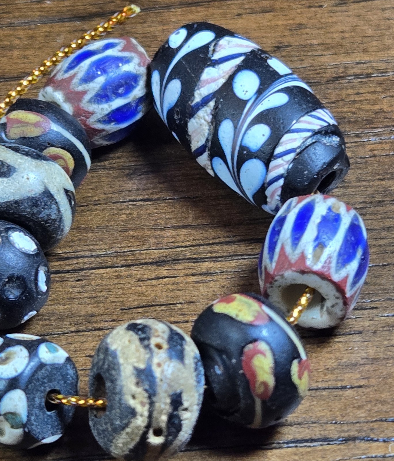 FANCY Lewis And Clark+ Venetian CHEVRONS TRADE BEADS Glass African Authentic 