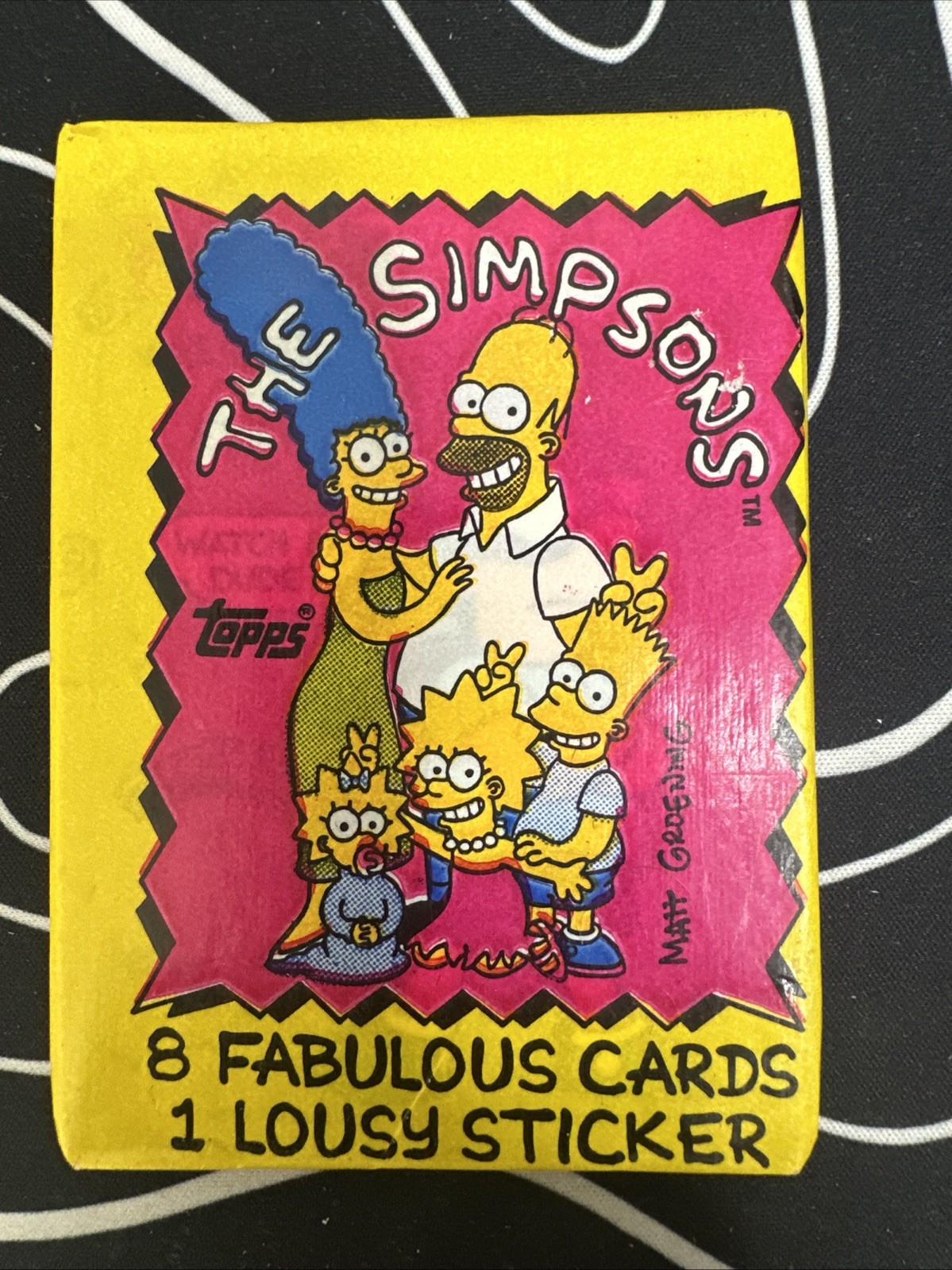 1990 Topps The Simpsons Sealed Pack With Bartman Sticker #1 Showing On Top 1990 Topps The Simpsons Sealed Pack With Bartman Sticker #1 Showing On Top