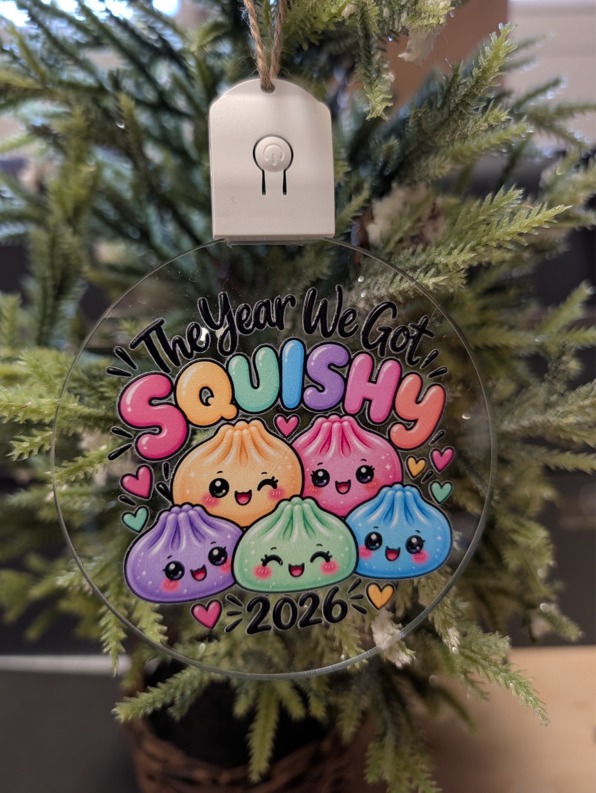 Squishy 2026 LED Light Up Ornament Backpack Charm 7 Colors Rechargeable Gift