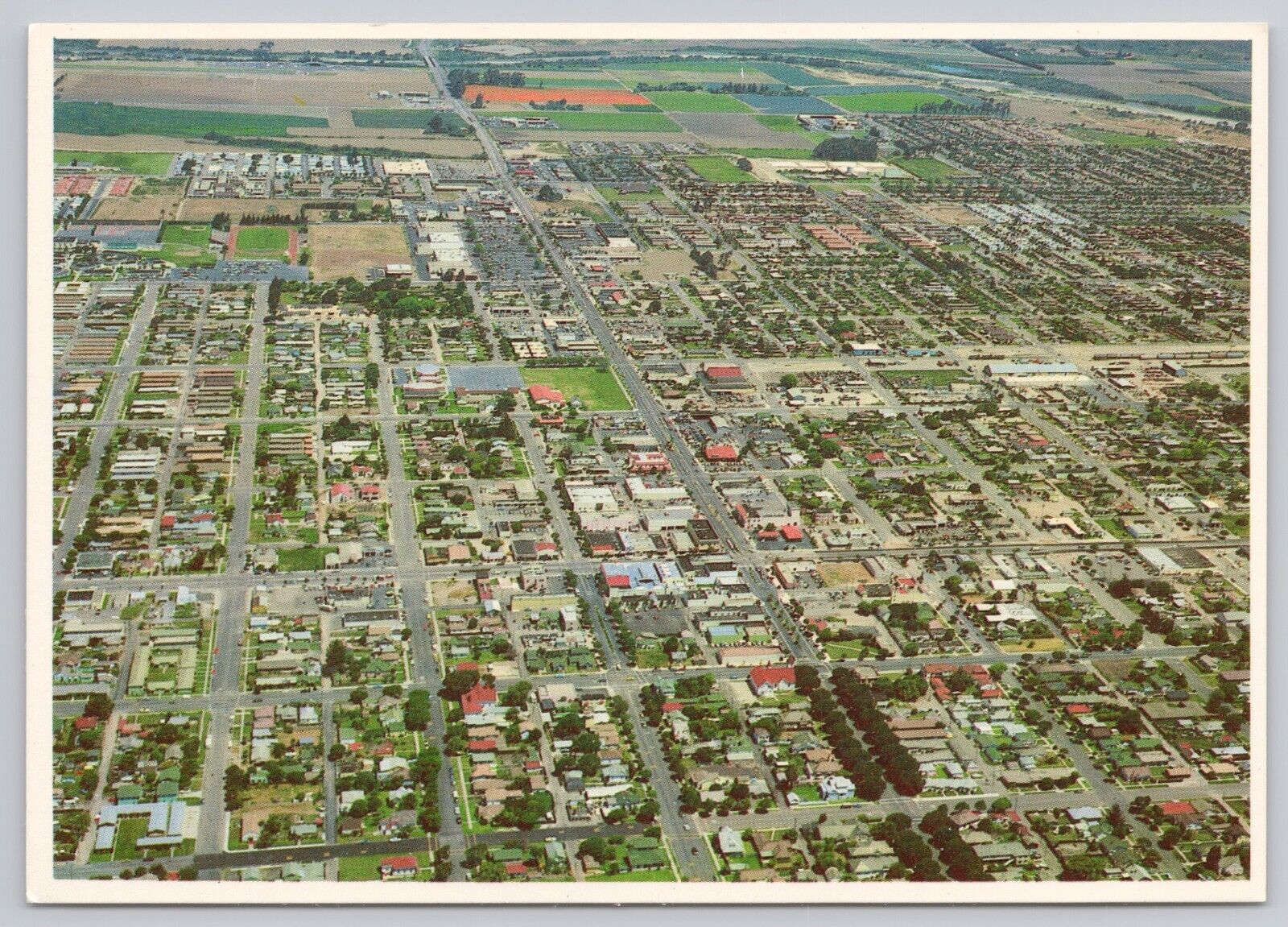 Lompoc California, Town Aerial View, Vintage Postcard