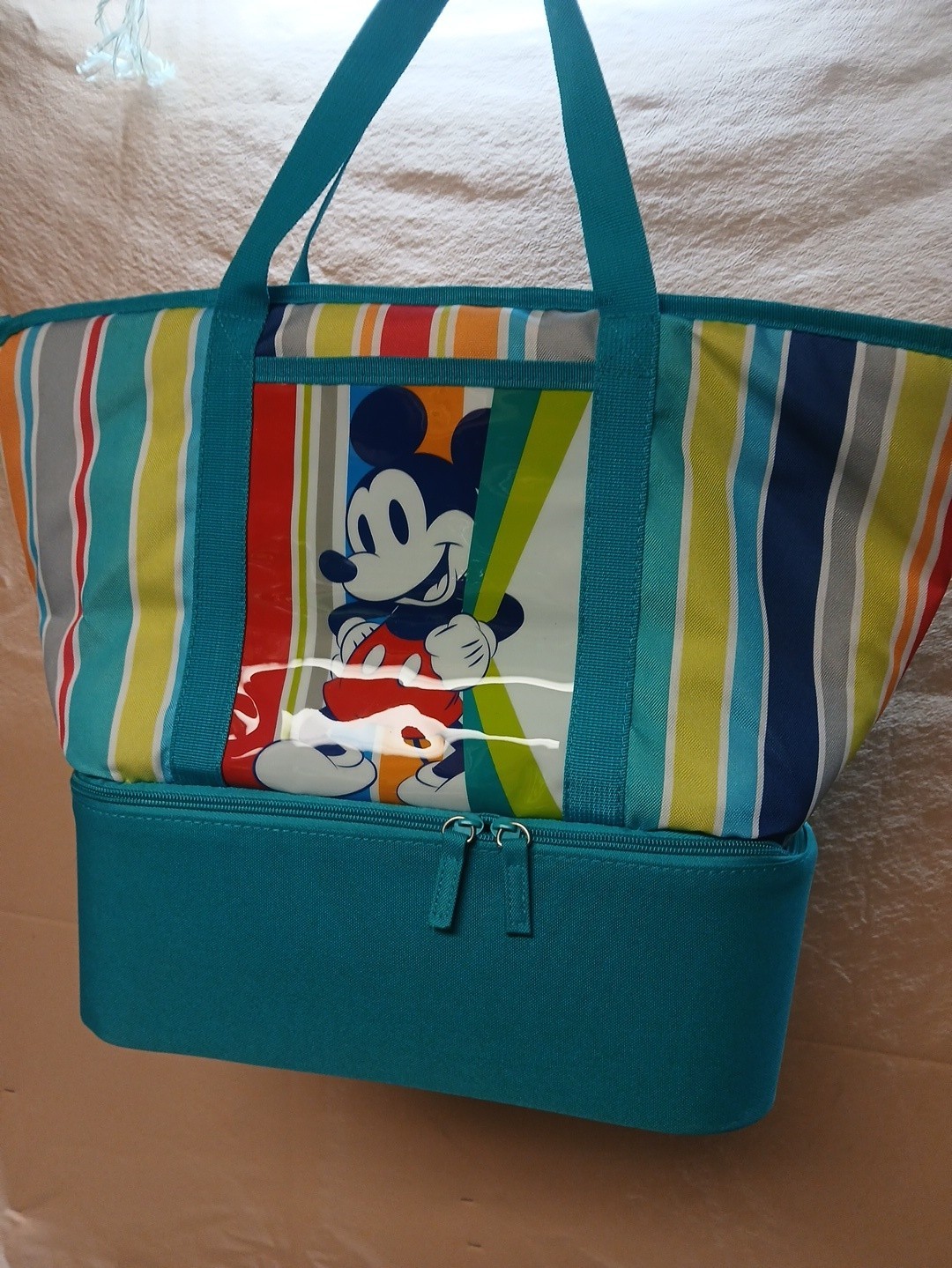 Disney Store Disney Mickey Mouse Striped Insulated Picnic Tote Bag Disney Store Disney Mickey Mouse Striped Insulated Picnic Tote Bag