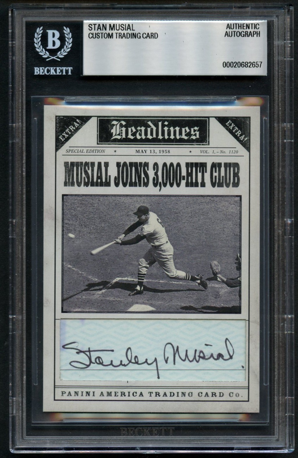 Stan Musial signed autograph Custom Cut 3000 Hit Club Card BAS Slabbed Stan Musial signed autograph Custom Cut 3000 Hit Club Card BAS Slabbed