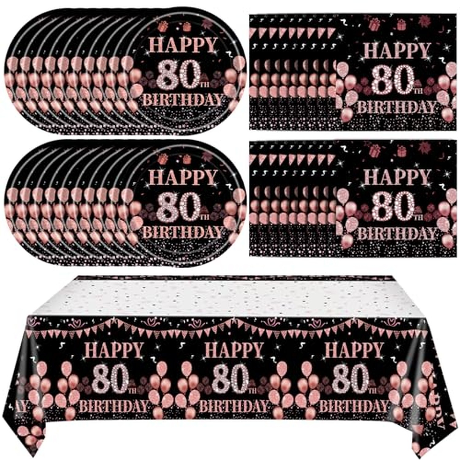 41Pcs 80th Birthday Decorations for Women, Vintage 80 Birthday Black and Rose... 41Pcs 80th Birthday Decorations for Women, Vintage 80 Birthday Black and Rose...