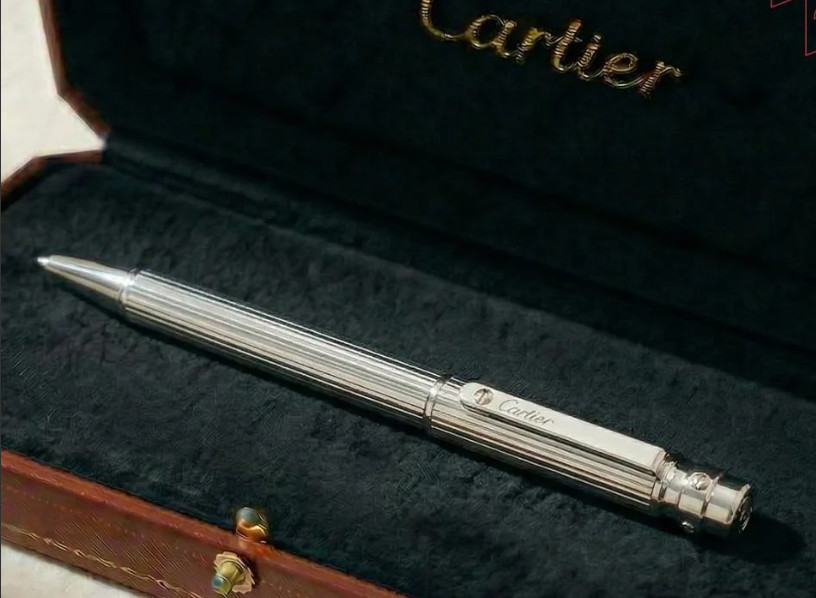SALE-New Santos de Cartier Ballpoint Pen Palladium Finish Classic Writing NIB