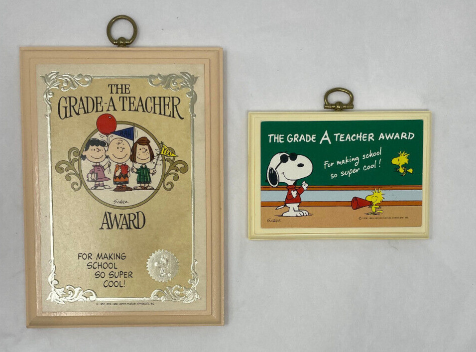 Vintage 1970s Hallmark  Peanuts Plaques Small & Medium Plaques Grade-A Teacher