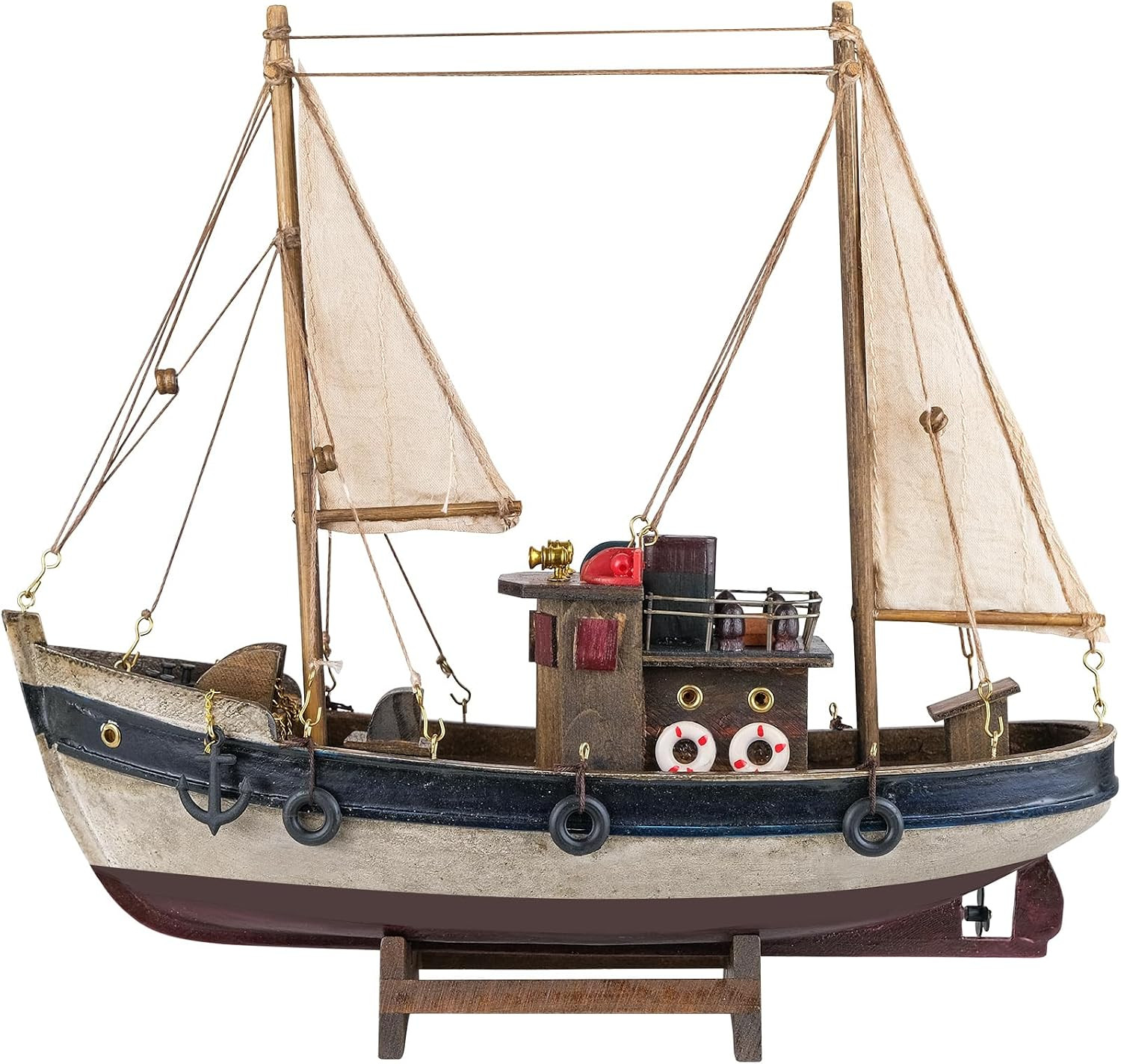 SAILINGSTORY Wooden Fishing Boat Model Ship Sailboat Decor 12 SAILINGSTORY Wooden Fishing Boat Model Ship Sailboat Decor 12