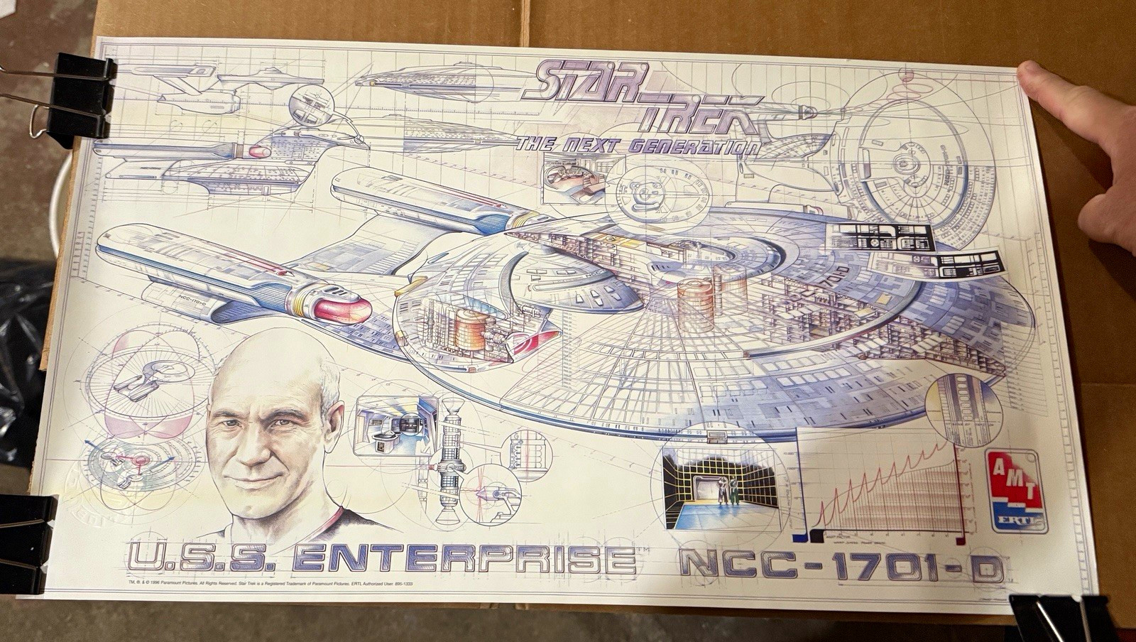 ERTL Star Trek TNG U.S.S. Enterprise NCC-1701-D Blueprint Poster Vintage