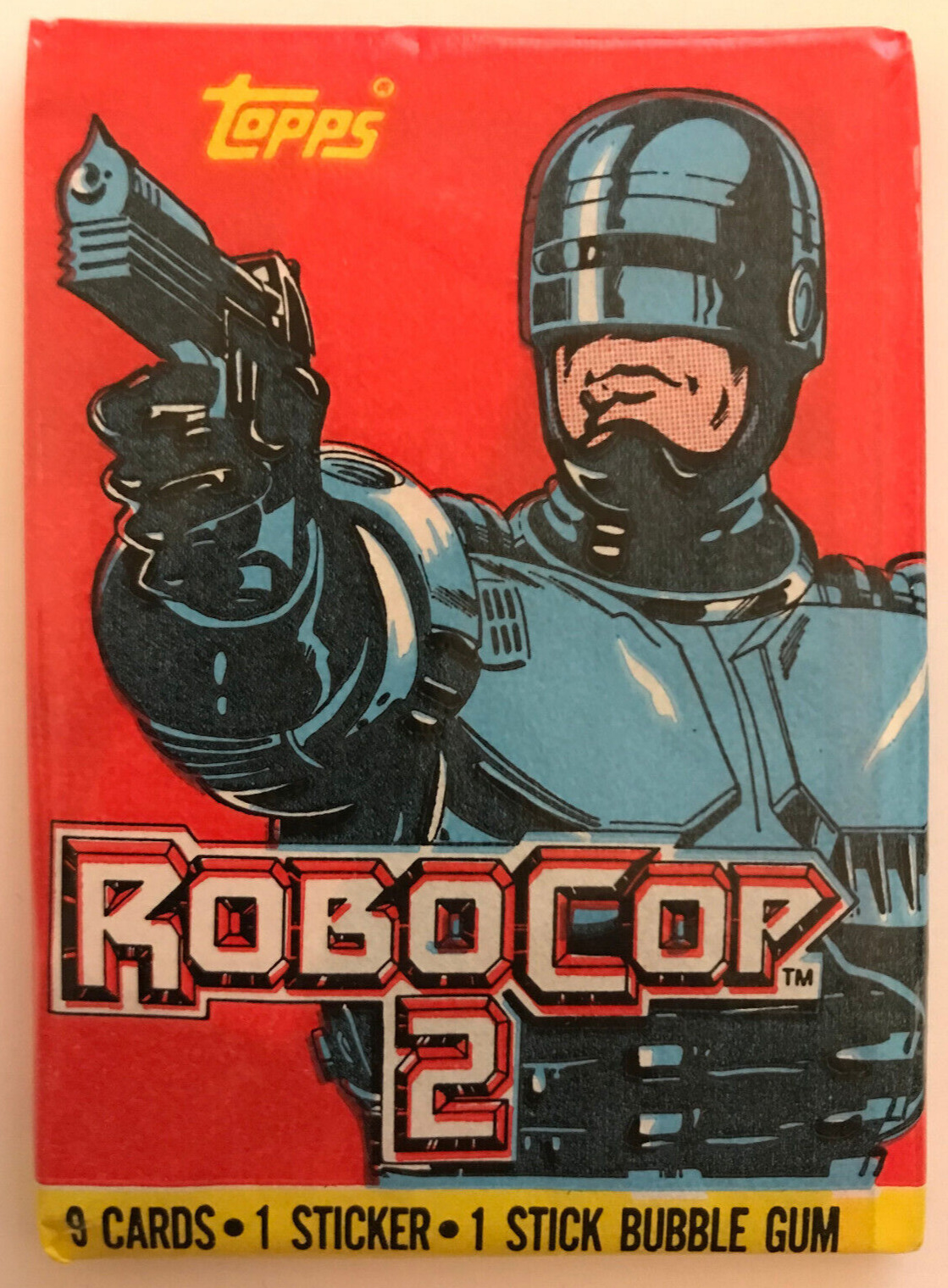 1990 Topps RoboCop 2, 1 Sealed Wax PACK From Wax Box, 9 Movie Cards & 1 Sticker