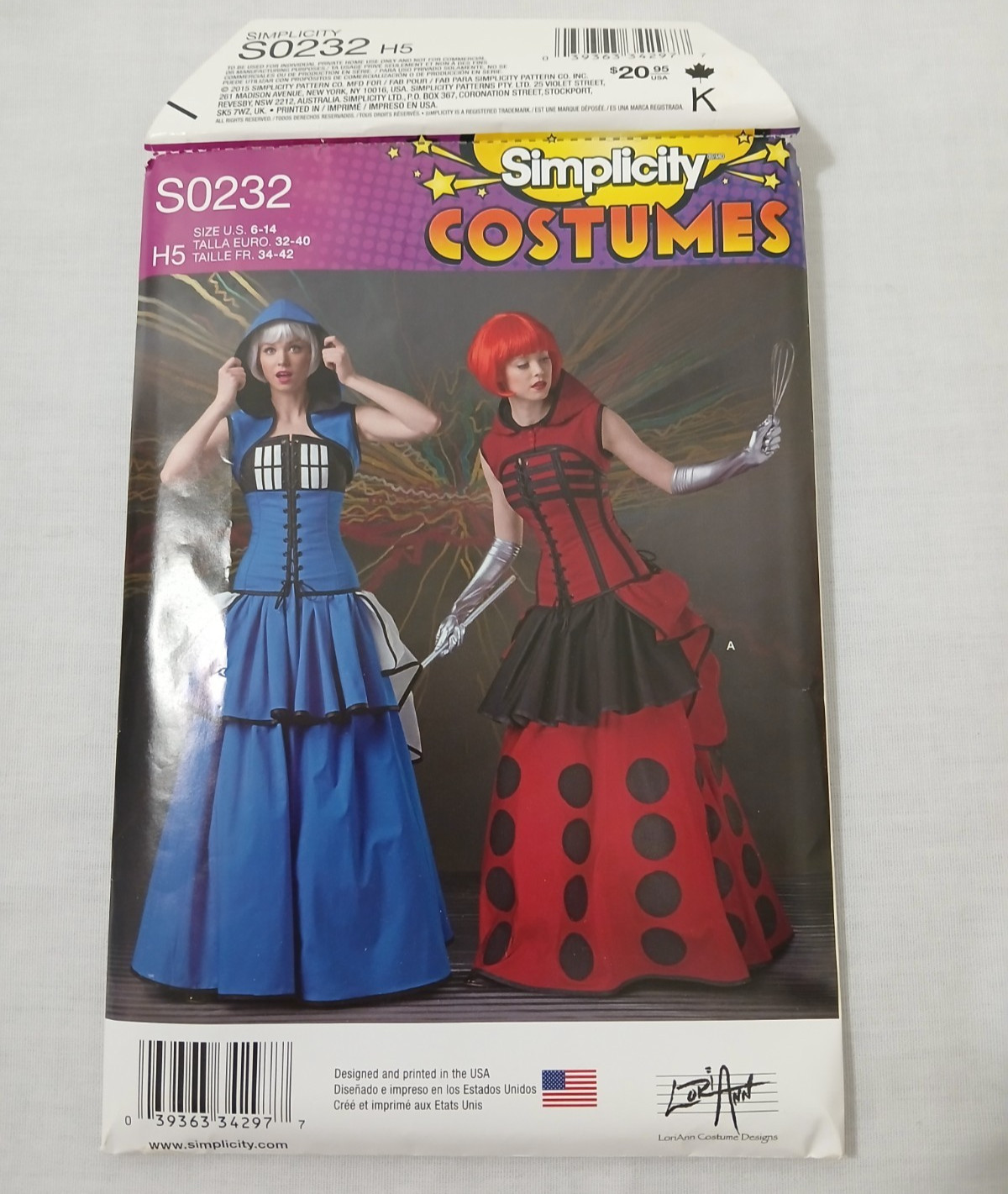 Simplicity Costumes S0232  Size H5 - U.S. 6-14  NEW Uncut