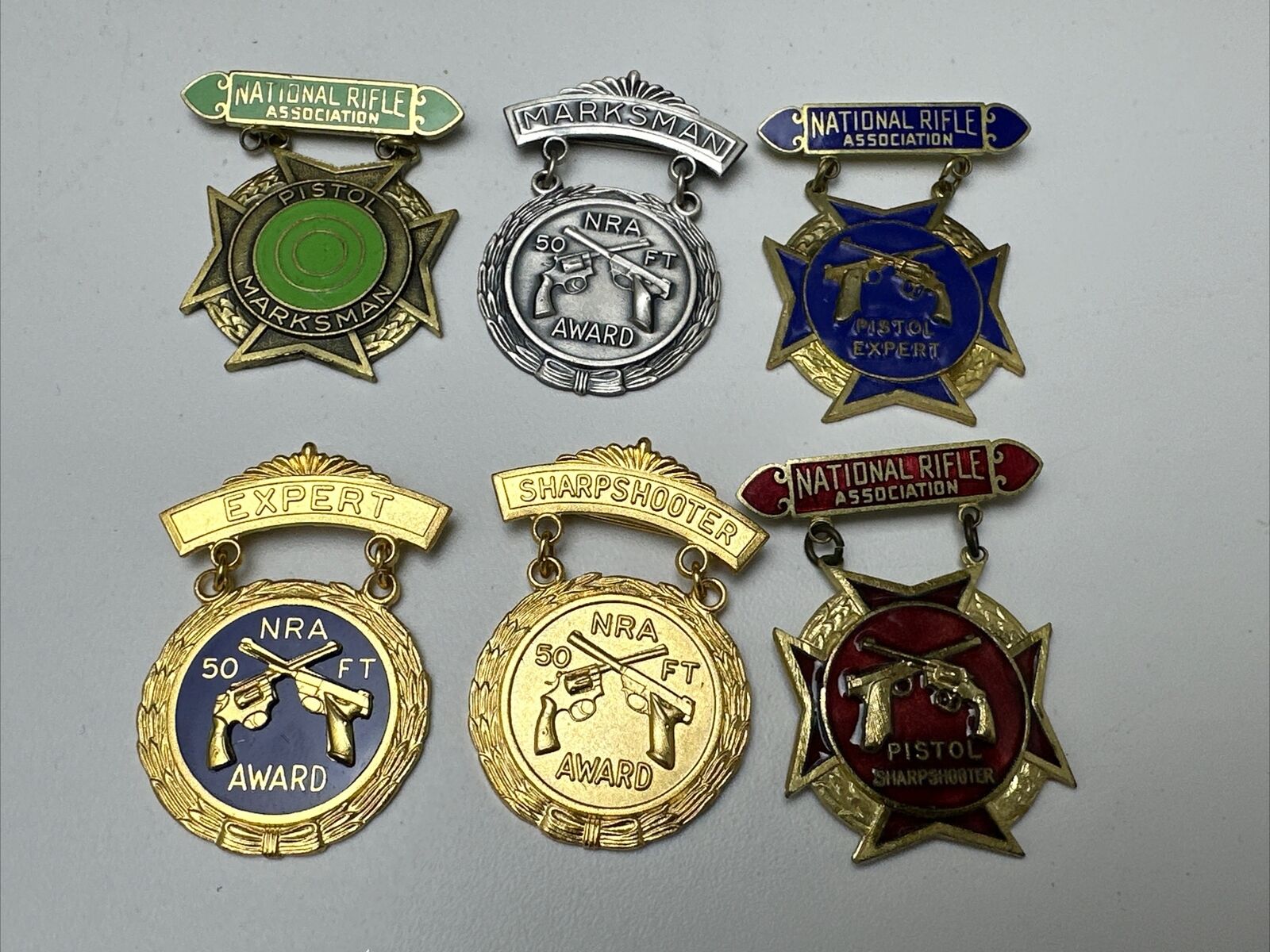 Vintage National Rifle Association Medals Awards Lot of 6