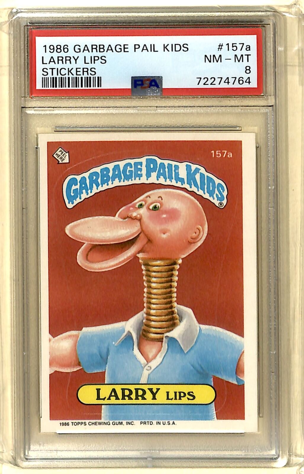 1986 Topps Garbage Pail Kids Series 4 Stickers Graded Larry Lips PSA 8 #157A