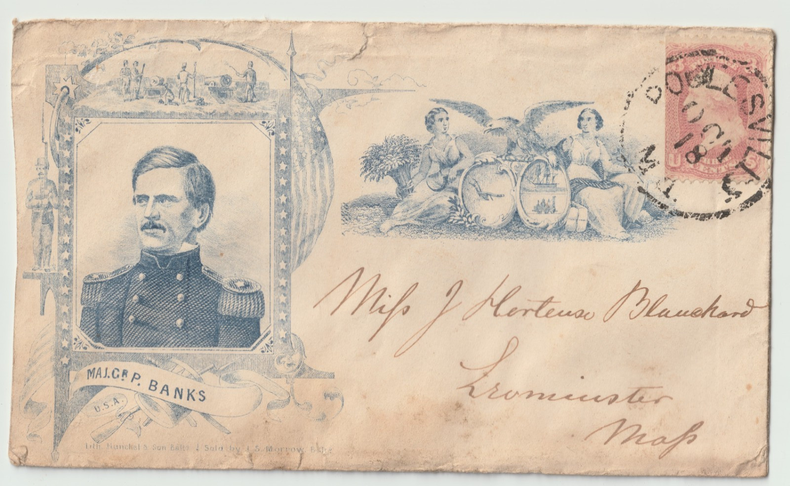 Civil War Patriotic Cover – Major General Nathaniel P. Banks – Poolesville, MD