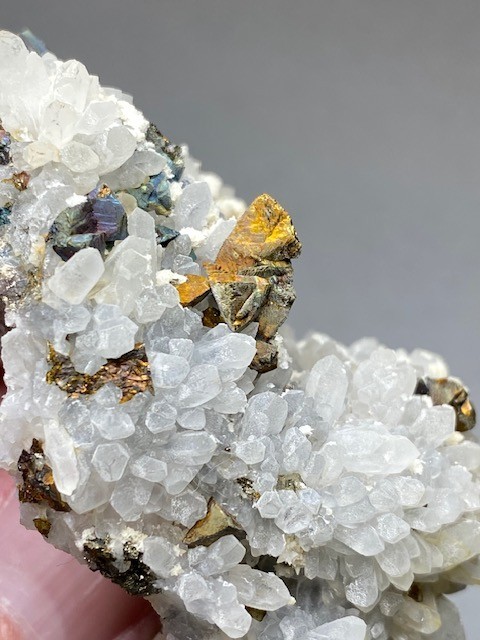 Chalcopyrite on Quartz, San Pedro Mine, Santa Fe County, New Mexico Chalcopyrite on Quartz, San Pedro Mine, Santa Fe County, New Mexico