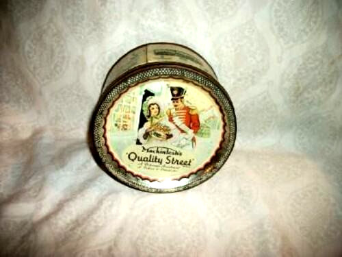 Vintage English Candy Tin Macintoshs Quality Street Toffee Lithograph Graphics Vintage English Candy Tin Macintoshs Quality Street Toffee Lithograph Graphics
