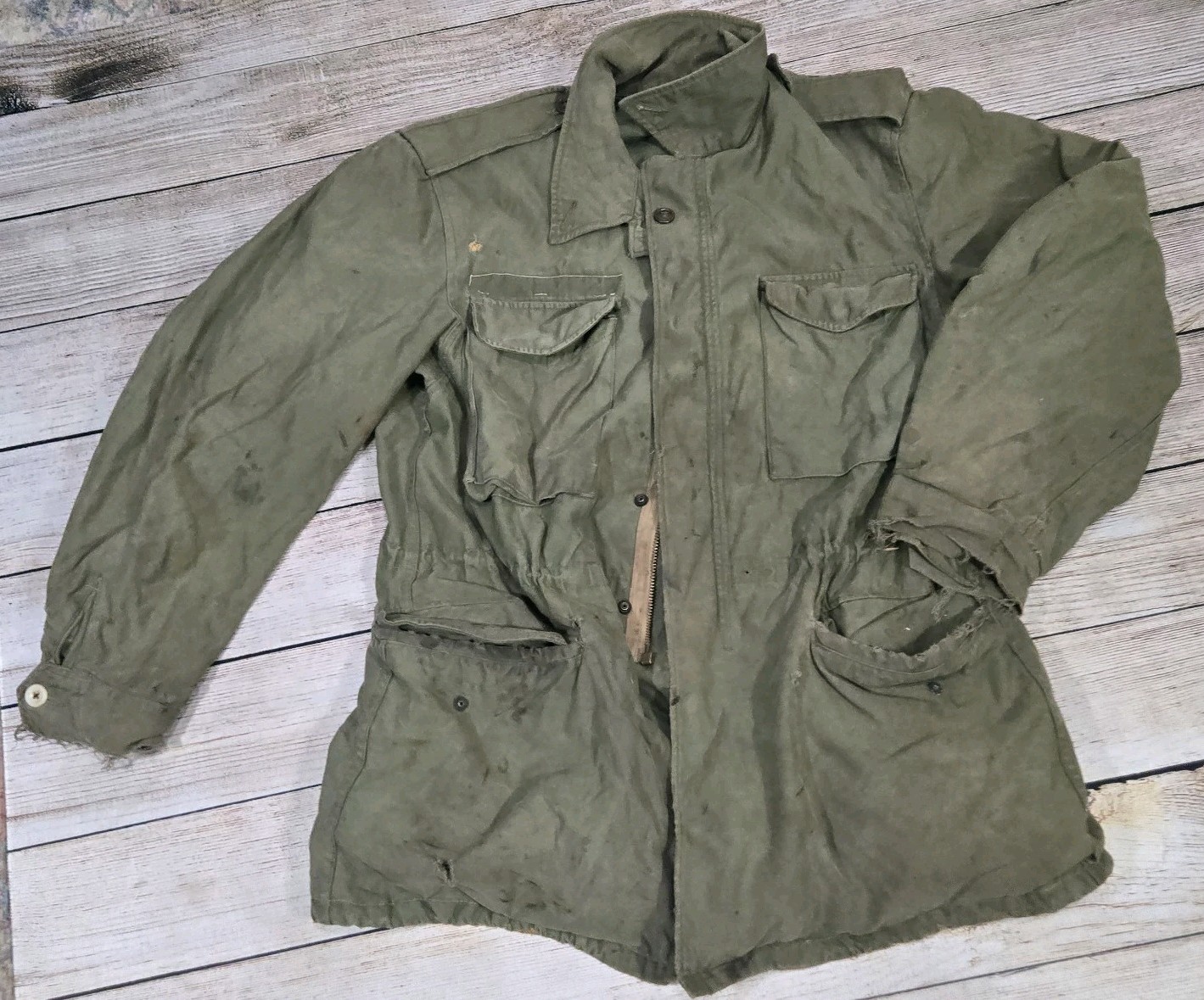 VINTAGE US ARMY M-1951 M51 FIELD JACKET 1952 VIETNAM WAR SIZE Large VINTAGE US ARMY M-1951 M51 FIELD JACKET 1952 VIETNAM WAR SIZE Large