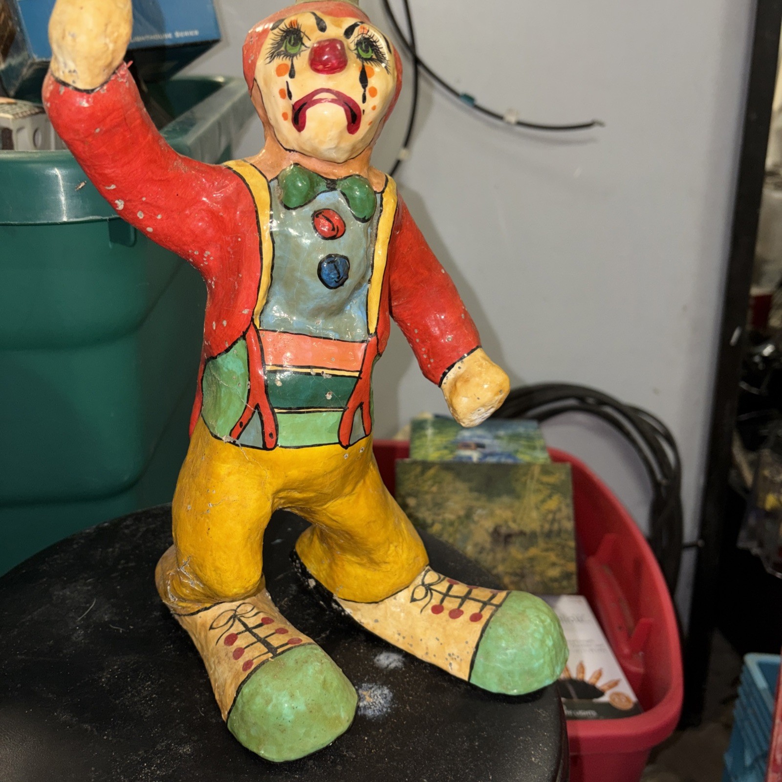 vintage handmade paper mache clown figurine vintage handmade paper mache clown figurine
