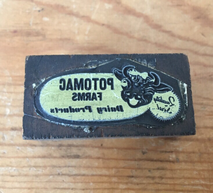 Vtg Potomac Farms Dairy Letterpress Cumberland MD Wooden Printing Block Stamp 2\ Vtg Potomac Farms Dairy Letterpress Cumberland MD Wooden Printing Block Stamp 2\