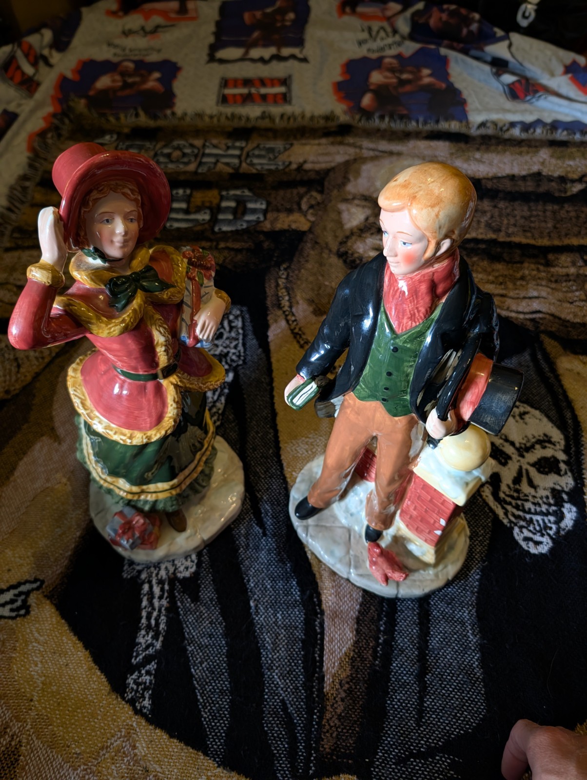 Vintage 80s 90s Large Ceramic Victorian Dickens Christmas Couple Figures 15 Inch Vintage 80s 90s Large Ceramic Victorian Dickens Christmas Couple Figures 15 Inch