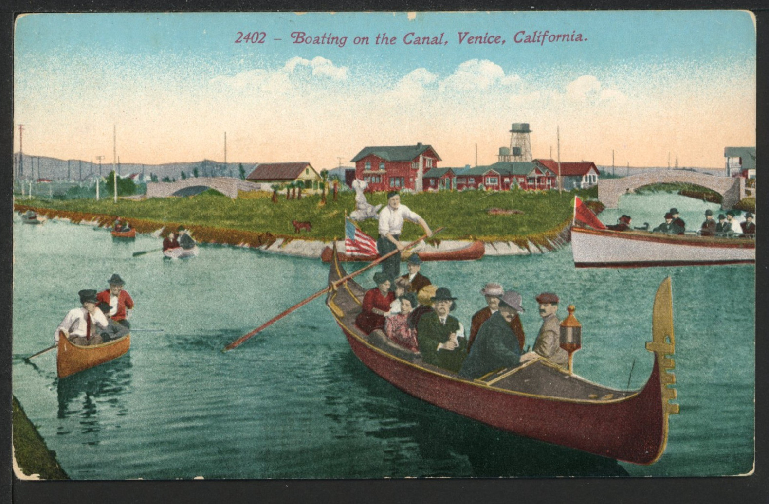 1910 Boating on the Canal in Venice California Mitchell 2402 Postcard A2580 1910 Boating on the Canal in Venice California Mitchell 2402 Postcard A2580