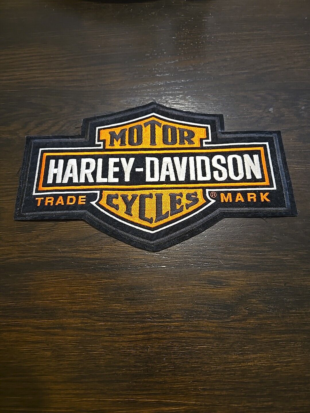 Harley Davidson Patch Embroidered Logo Classic Orange Black 6 x 10 Used