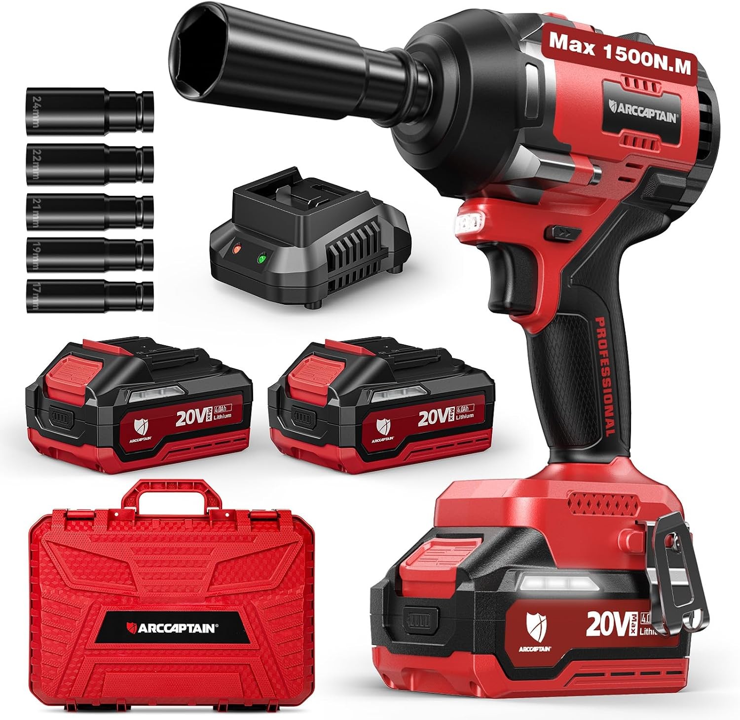 Cordless Impact Wrench, 1500N.m (1106Ft-lbs) 1/2\