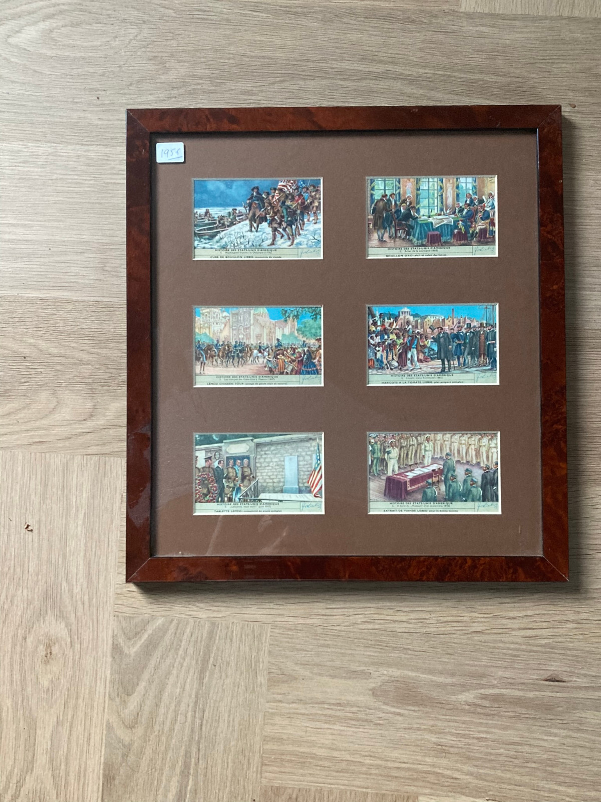 Liebig Series of 6 Framed Chromos American History 1956's - French Text-S1659 Liebig Series of 6 Framed Chromos American History 1956's - French Text-S1659