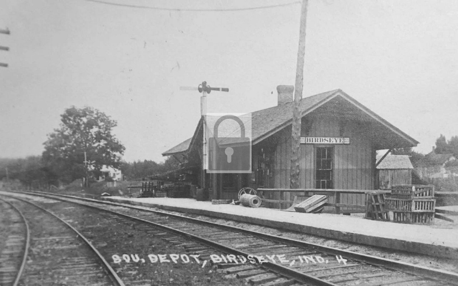 Railroad Train Station Depot Birdseye Indiana IN - Reprint Railroad Train Station Depot Birdseye Indiana IN - Reprint