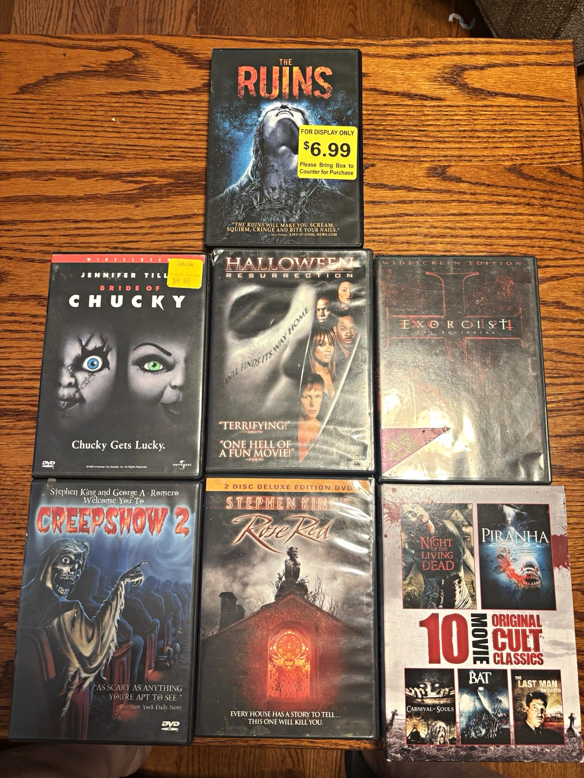 10 DVD Movie Lot Horror & Comedy: Chucky, Halloween, Exorcist, The Ruins